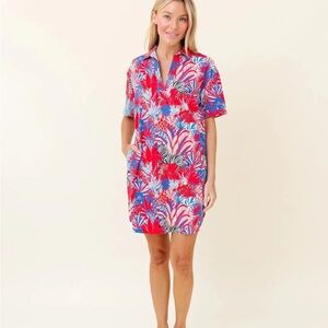 NEW SHERIDAN FRENCH SUZE L RHODES DRESS IN SPARKLER ZEBRA SOIRÉE RED BLUE